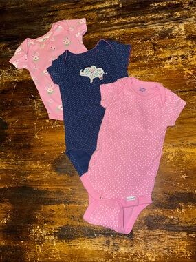 Pink & Navy Baby One-Piece Bodysuit 3-Pack